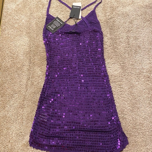 Retrofete Purple Sequin Mini Dress - NWT - Picture 6 of 7